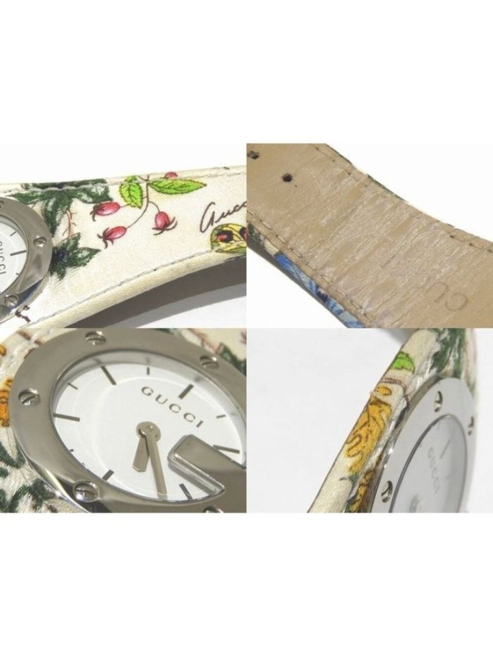 Gucci 104 Quartz Watch Limited Flora Satin Flower Silver SS - Picture 3 of 3